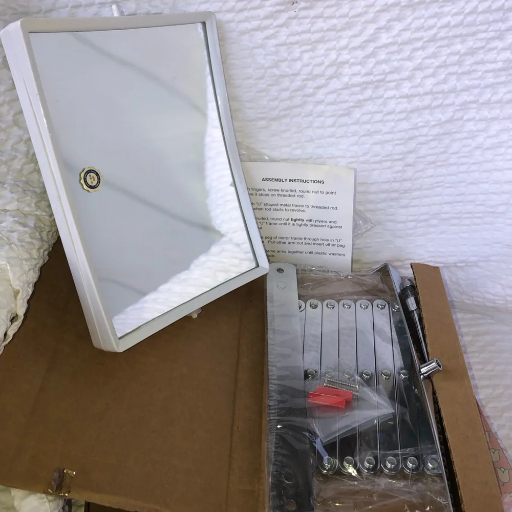 Vintage Mid Century Accordion Wall Mount Pivoting Make up New / Box Mirror 8 X 6